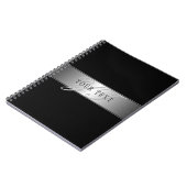 Elegant Editable Monogram Script Writing | Schwarz Notizblock (Linke Seite)