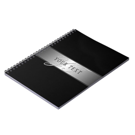 Elegant Editable Monogram Script Writing | Schwarz Notizblock (Linke Seite)