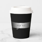 Elegant Editable Monogram Script Writing | Schwarz Pappbecher (Rückseite)