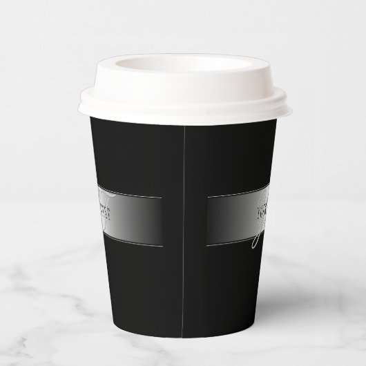 Elegant Editable Monogram Script Writing | Schwarz Pappbecher (Rechts)