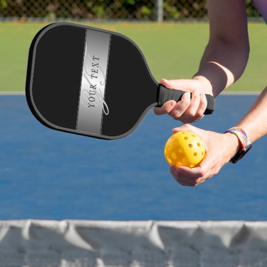 Elegant Editable Monogram Script Writing | Schwarz Pickleball Schläger (InSitu)