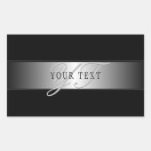 Elegant Editable Monogram Script Writing | Schwarz Rechteckiger Aufkleber (Vorderseite)