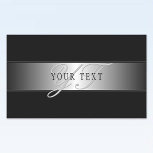Elegant Editable Monogram Script Writing   Schwarz Rechteckiger Aufkleber