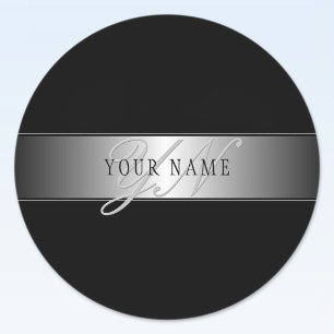 Elegant Editable Monogram Script Writing Schwarz Runder Aufkleber