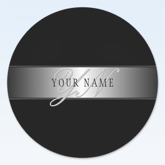 Elegant Editable Monogram Script Writing | Schwarz Runder Aufkleber
