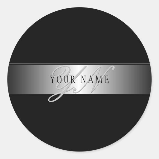 Elegant Editable Monogram Script Writing | Schwarz Runder Aufkleber (Vorderseite)