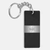Elegant Editable Monogram Script Writing | Schwarz Schlüsselanhänger (Vorderseite links)