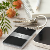 Elegant Editable Monogram Script Writing | Schwarz Schlüsselanhänger (Vorderseite rechts)