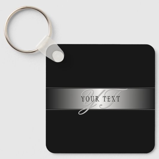 Elegant Editable Monogram Script Writing | Schwarz Schlüsselanhänger (Vorderseite)