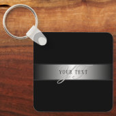 Elegant Editable Monogram Script Writing | Schwarz Schlüsselanhänger (Vorderseite)