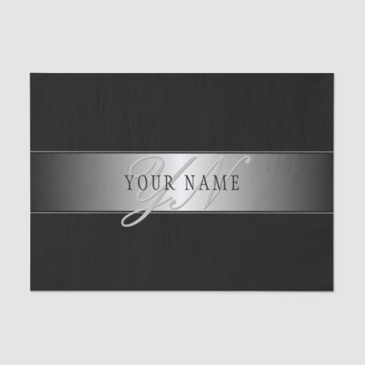 Elegant Editable Monogram Script Writing | Schwarz Seidenpapier (Vorderseite)