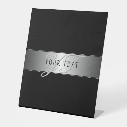 Elegant Editable Monogram Script Writing | Schwarz Sockelschild (Vorderseite)