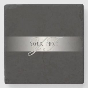 Elegant Editable Monogram Script Writing   Schwarz Steinuntersetzer