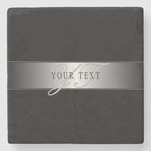 Elegant Editable Monogram Script Writing | Schwarz Steinuntersetzer (Vorderseite)