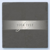Elegant Editable Monogram Script Writing | Schwarz Steinuntersetzer