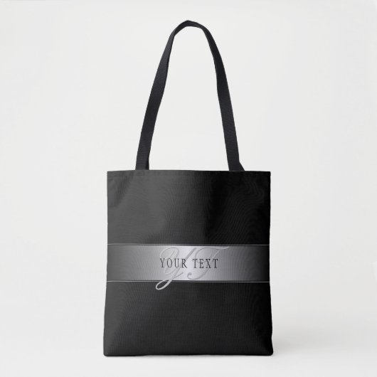 Elegant Editable Monogram Script Writing | Schwarz Tasche (Vorderseite)