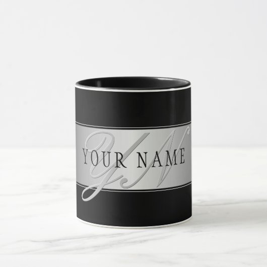 Elegant Editable Monogram Script Writing | Schwarz Tasse (Zentrum)