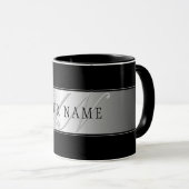 Elegant Editable Monogram Script Writing | Schwarz Tasse (VorderseiteRechts)