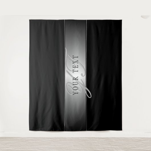 Elegant Editable Monogram Script Writing | Schwarz Wandteppich (Vorderseite)