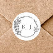 Elegant Editable Monogram Wedding Runder Aufkleber