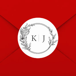 Elegant Editable Monogram Wedding Runder Aufkleber