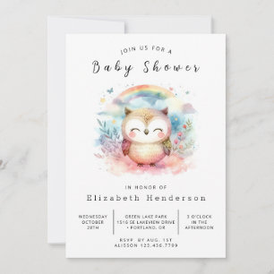 Elegant Editable Owl Baby Dusche Einladung