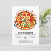 Elegant Editable Pizza Birthday Einladung (Stehend Vorderseite)