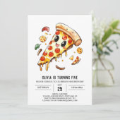 Elegant Editable Pizza Birthday Einladung (Stehend Vorderseite)