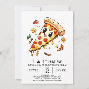 Elegant Editable Pizza Birthday Einladung
