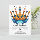 Elegant Editable Prince Crown Geburtstag Einladung (Stehend Vorderseite)