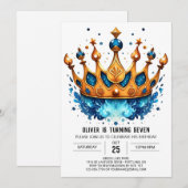 Elegant Editable Prince Crown Geburtstag Einladung (Vorne/Hinten)