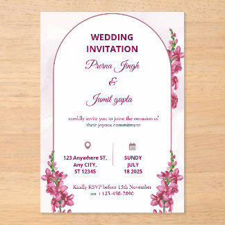 Elegant Editable Wedding Invitation | Modern Flora Acryleinladungen