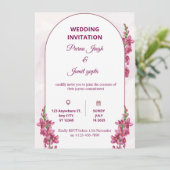 Elegant Editable Wedding Invitation | Modern Flora Einladung (Stehend Vorderseite)