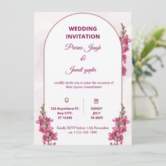Elegant Editable Wedding Invitation | Modern Flora Einladung