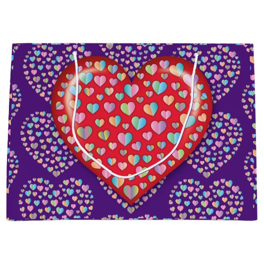 Elegant Editibale Einfaches Herzdesign Große Geschenktüte (Vorderseite)