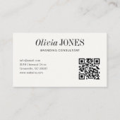 Elegant Editorial Minimalist White QR Code Visitenkarte (Rückseite)