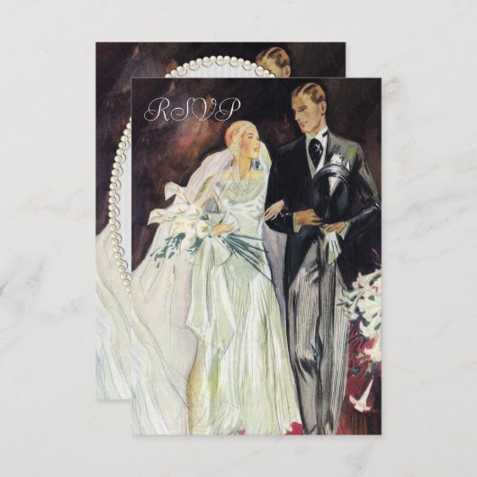 Elegant Edwardian Wedding Rsvp (Vorne/Hinten)