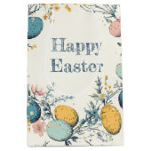 Elegant Egg Floral Happy Oaster Mittlere Geschenktüte (Vorderseite)