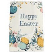 Elegant Egg Floral Happy Oaster Mittlere Geschenktüte (Rückseite)