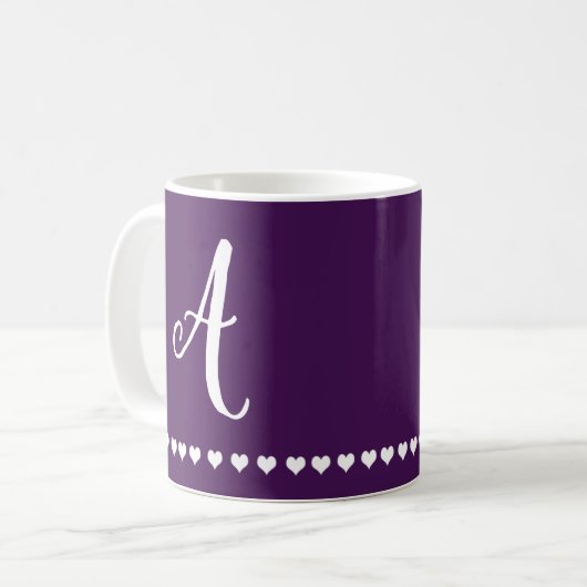 Elegant Eggplant Lila und White Monogram Initial Kaffeetasse (Vorderseite Links)