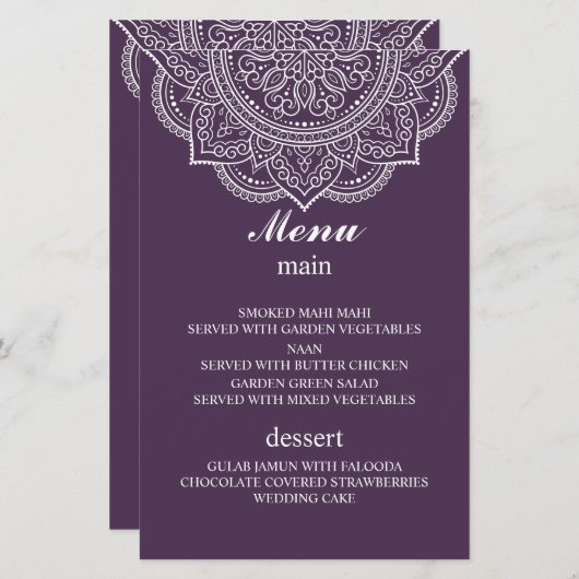 Elegant Eggplant Paisley Indian Hindu Wedding (Vorne/Hinten)