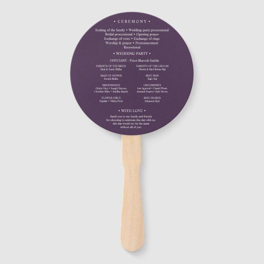 Elegant Eggplant Paisley Indian Wedding Program Fächer (Rückseite)