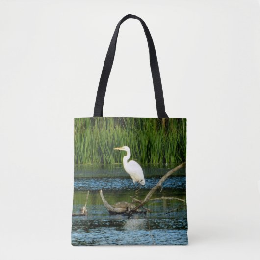 Elegant Egret Printed Tote Bag Tasche (Vorderseite)