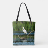 Elegant Egret Printed Tote Bag Tasche (Rückseite)