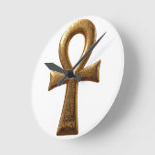 Elegant Egyptian Ankh Symbol Wall Art Runde Wanduhr (Winkel)