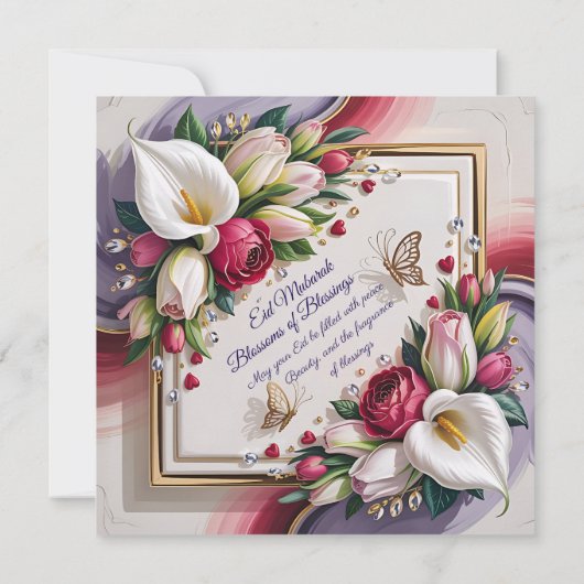 Elegant Eid Al Adha Greeting Card with White Calla Karte (Rückseite)