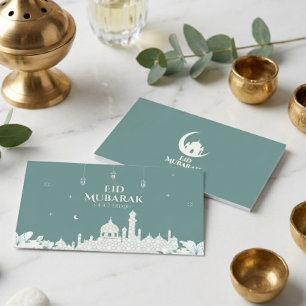 Elegant Eid Mubarak 1447 Hijri Grußkarte Visitenkarte