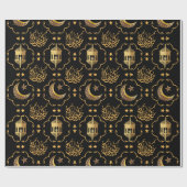 Elegant Eid Mubarak Arabic Calligrafy gold schwarz Geschenkpapier (Flach)