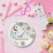 Elegant Eid Mubarak Arabic Calligraphy Moon Stars Pappteller (Party)