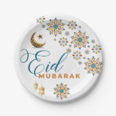 Elegant Eid Mubarak Arabic Calligraphy Moon Stars Pappteller (Vorderseite)